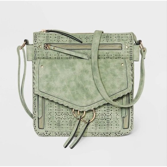 VR NYC Handbags - VR NYC Seafoam Green Boho Crossbody Bag Whipstictch O-Ring